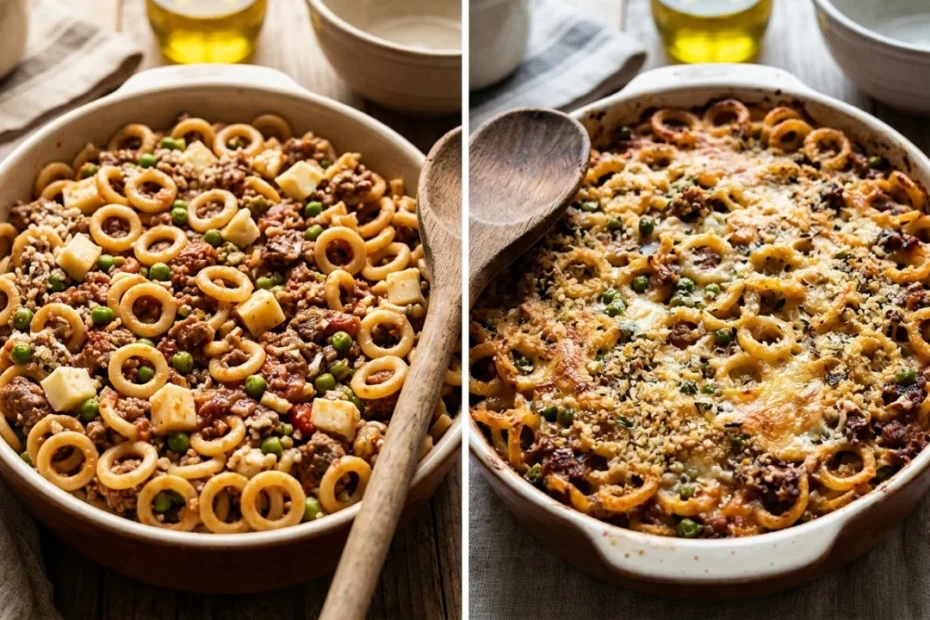 Timballo di anelletti al forno alla palermitana dorato in pirofila