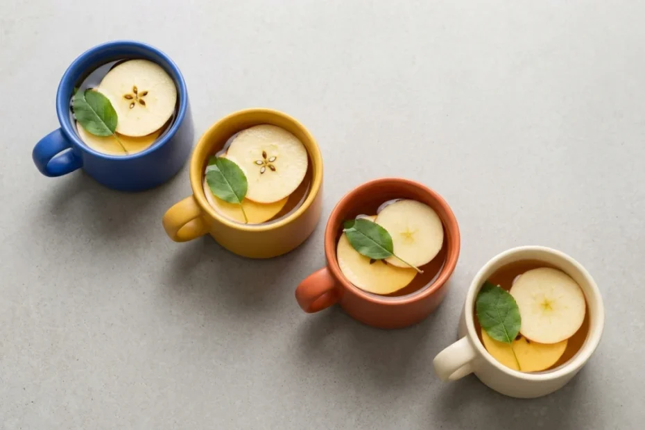 Decotto di mele annurche in tazza con ingredienti tradizionali