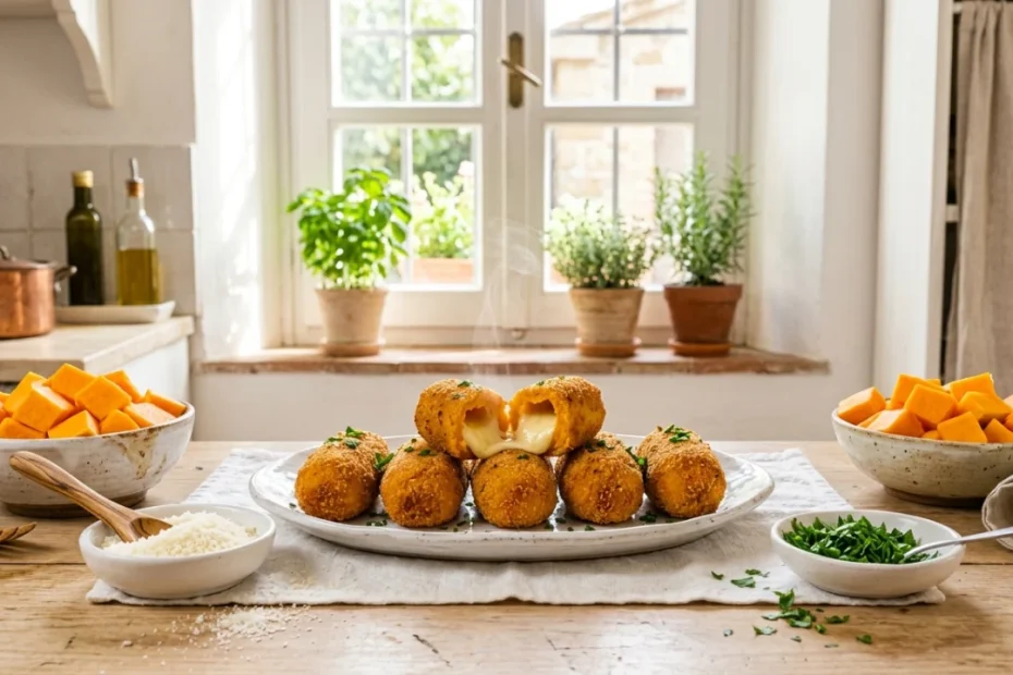 Ingredienti per la preparazione delle polpette di zucca con cuore di provola