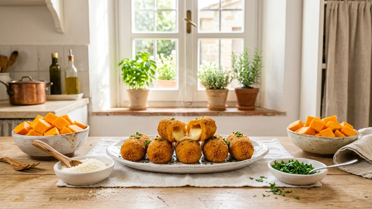Ingredienti per la preparazione delle polpette di zucca con cuore di provola