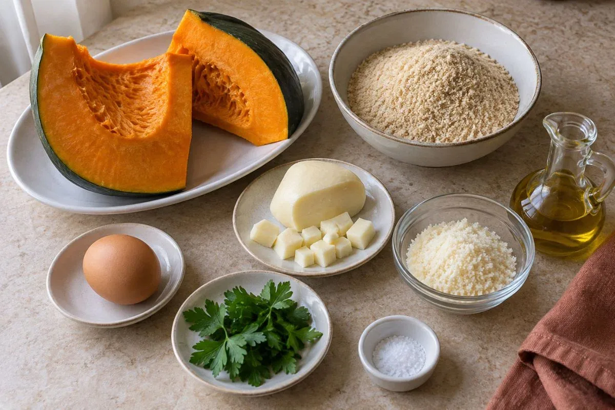 Polpette di zucca con cuore di provola in friggitrice ad aria, ingredienti