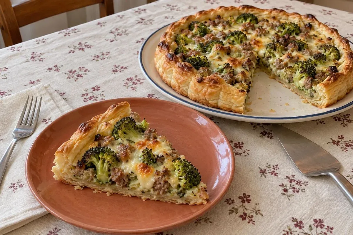 Torta salata broccoli e salsiccia in friggitrice ad aria: la ricetta croccante pronta in 25 minuti